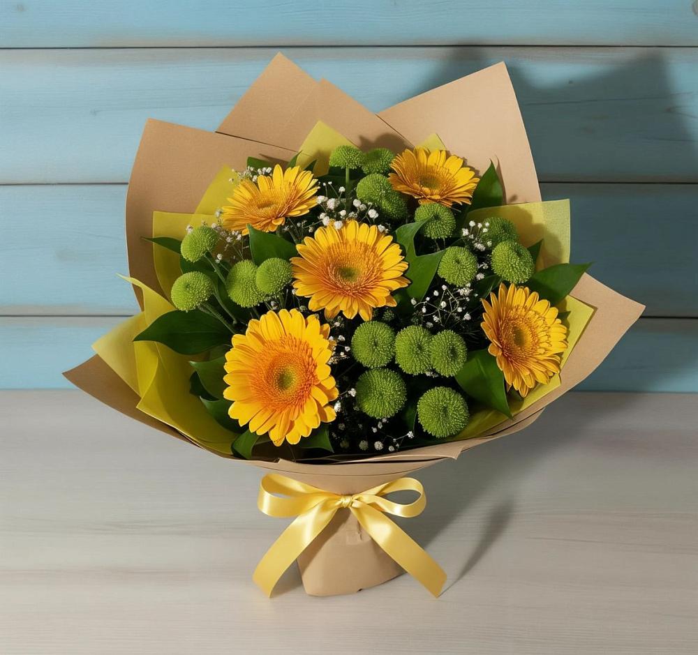 Букет цветов из: Герберы и Хризантемы в Чаадаевке