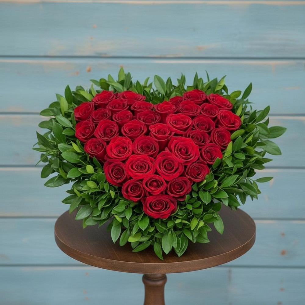 Цветочная композиция из Розы в виде сердца в Чаадаевке