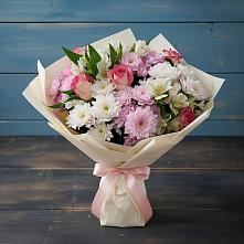 Букет цветов из:  Хризантемы, Альстромерии и Розы в Чаадаевке