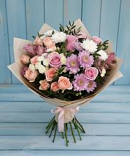 Букет цветов из:  Хризантемы, Розы и Альстромерии #REPLACE_PRED# Чаадаевке