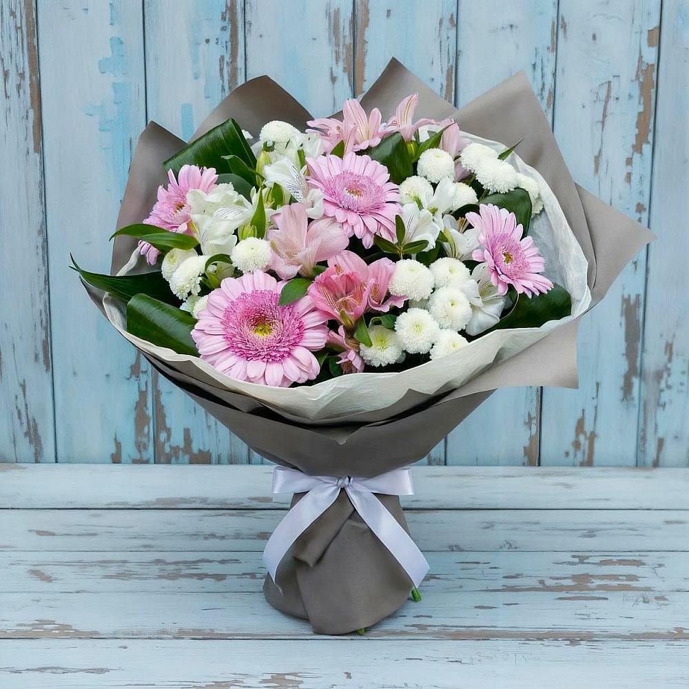 Букет цветов из: Герберы, Альстромерии и Хризантемы в Чаадаевке
